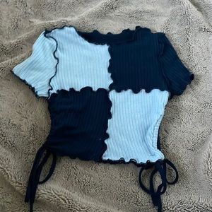 Shein crop top. dark blue and light blue. size xs